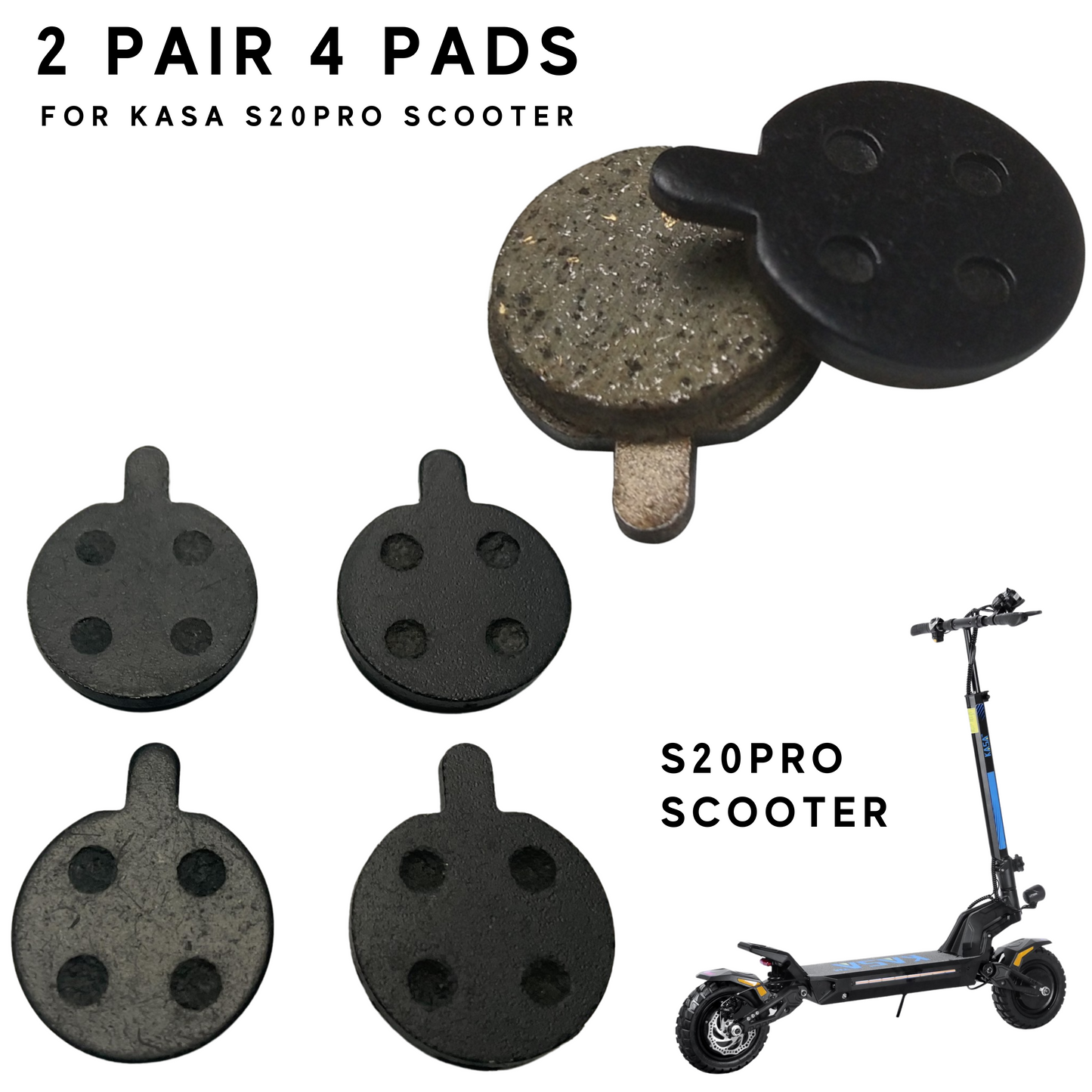 2 Pair Brake Pads Replacement For KASA S20PRO Electric Scooter Front & Rear Wheel Disc Brake 4 Pads