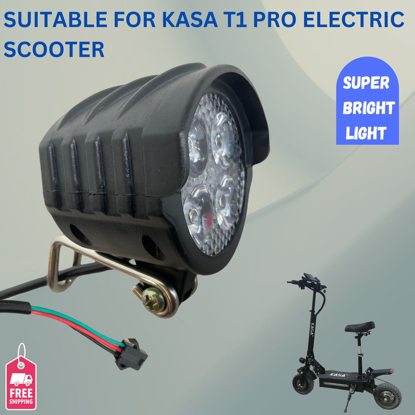 Replacement Front Led Light with Built-in Horn for KASA T1 Pro Electric Scooter