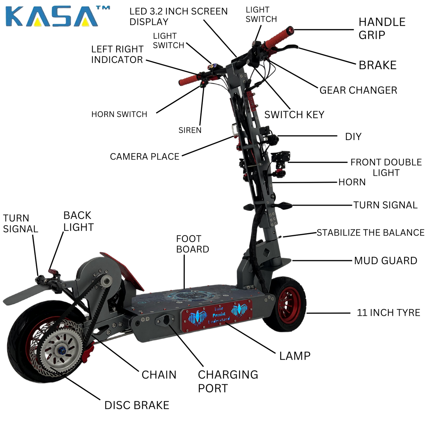 Kasa 12000W Electric Scooter Foldable E-Scooter 11" Off Road Tyre Brushless Motor