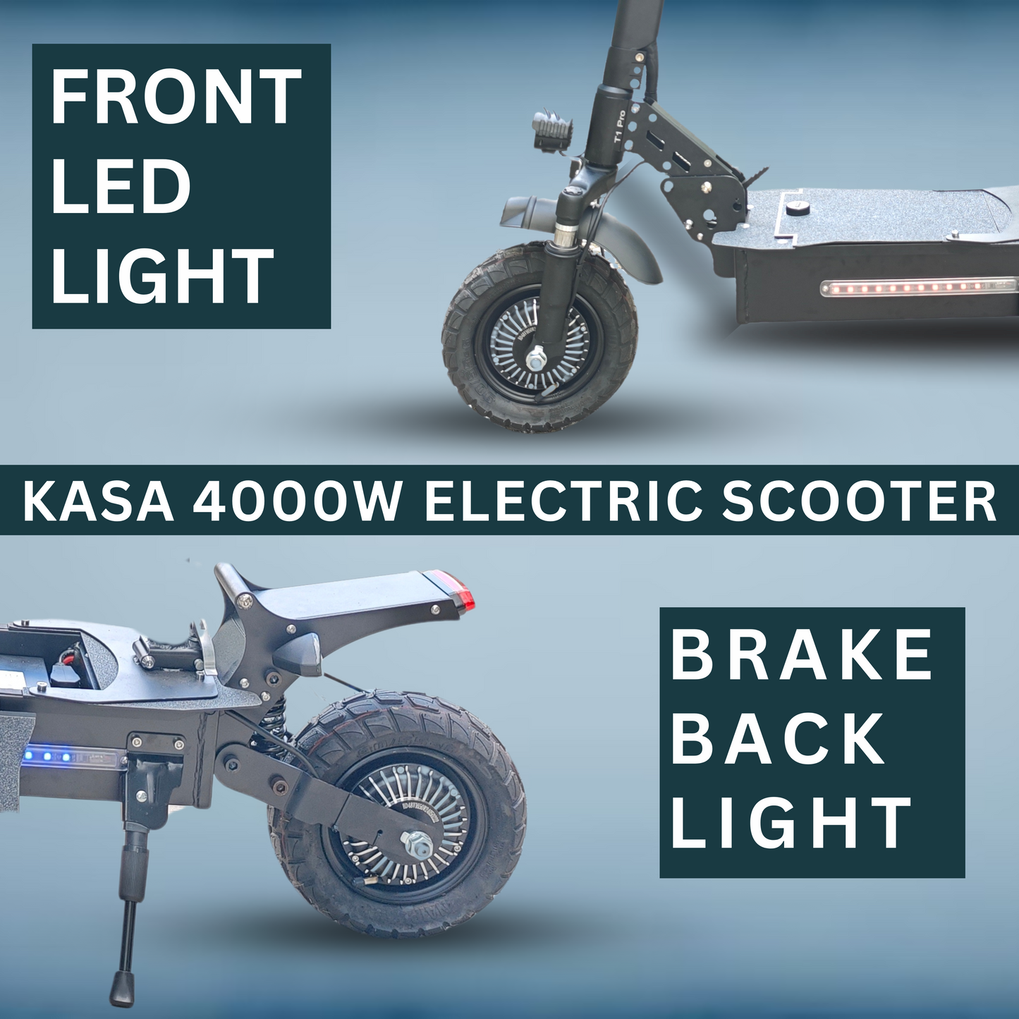 Kasa 4000w Electric Scooter Foldable 48v Motorised Portable 10" Off Road Tyre Removeable Battery T1pro Series 3 New Improved