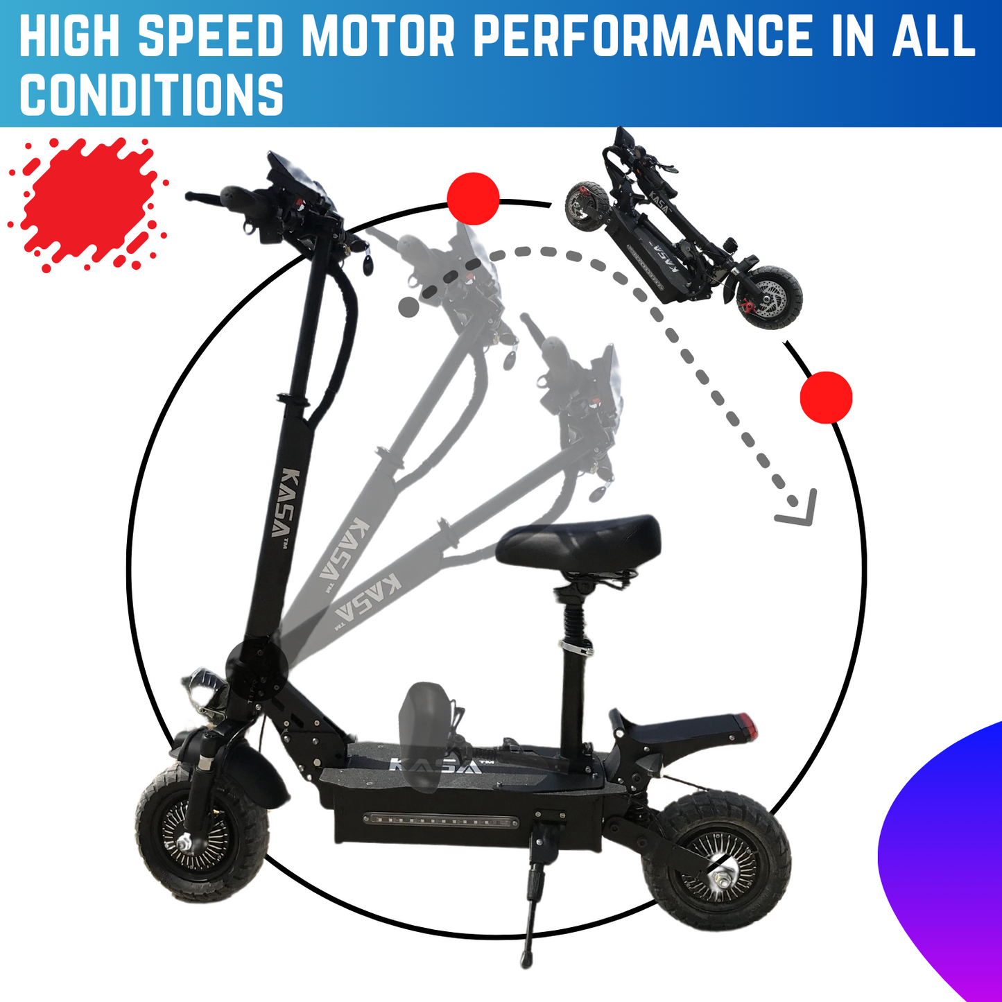 Kasa 4000W Electric Scooter Foldable Powerful 48V 21Ah Lithium Ion Battery 10" Off Road Tyre Brushless Motor