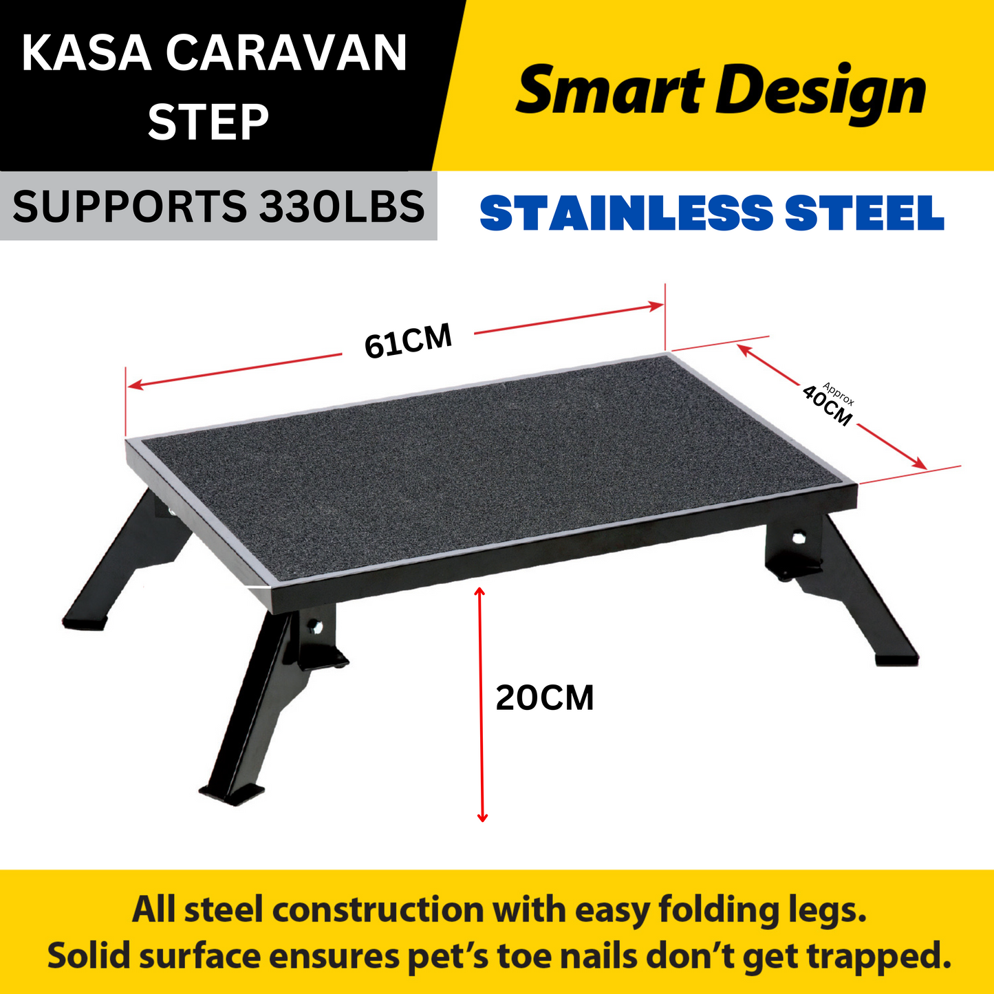 NEW Genuine KASA FOLDING STEP Steel Caravan RV Camper Motorhome Boat Folding Legs