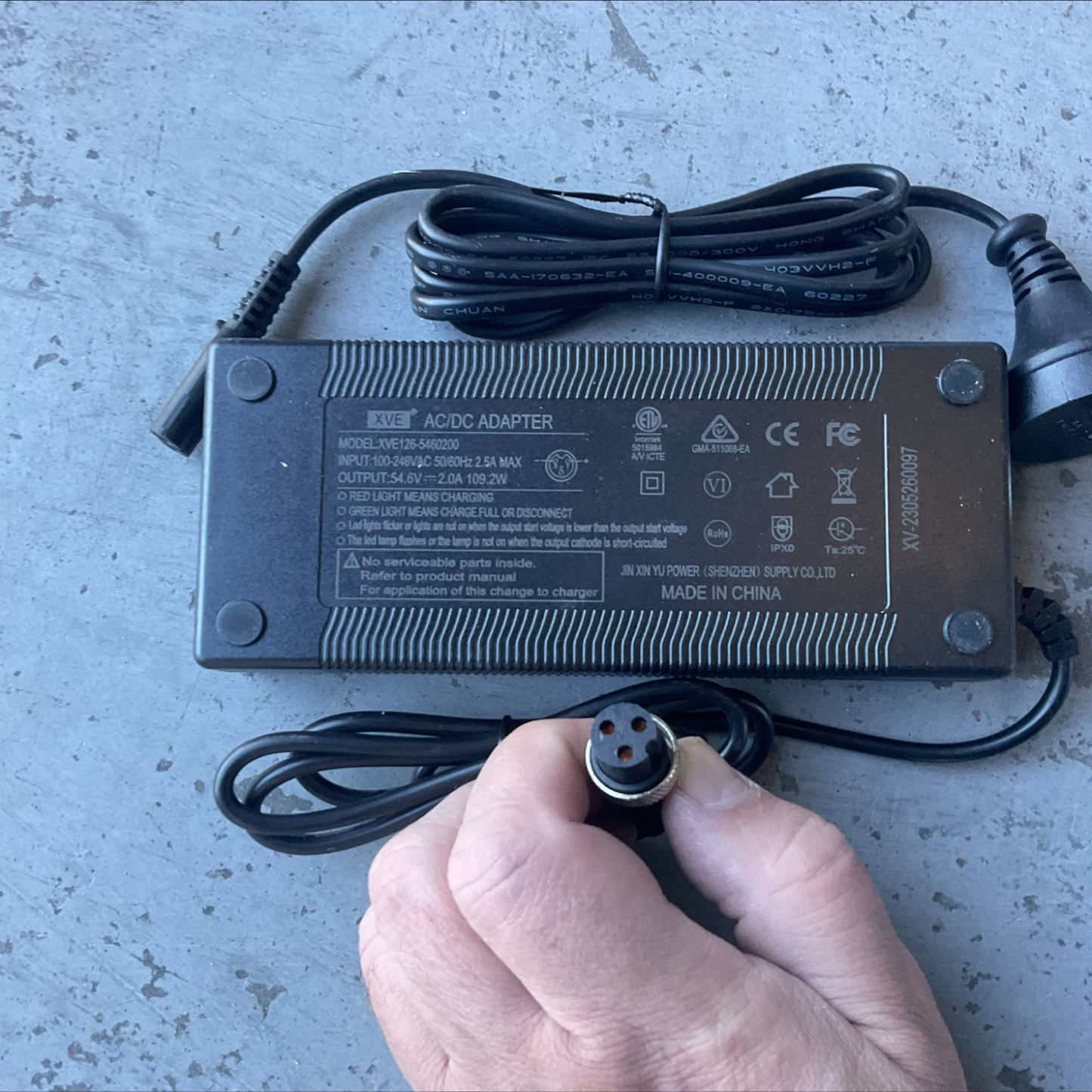 KASA 54.6V 2.0A Scooter Charger Suitable For T1 Pro Scooter Only Li-ion Lithium Battery
