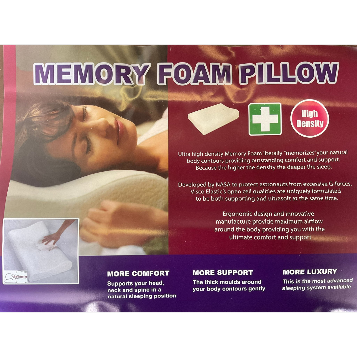 Luxurious Memory Foam Pillow for Ultimate Comfort 50cm x 30cm x 10/7cm