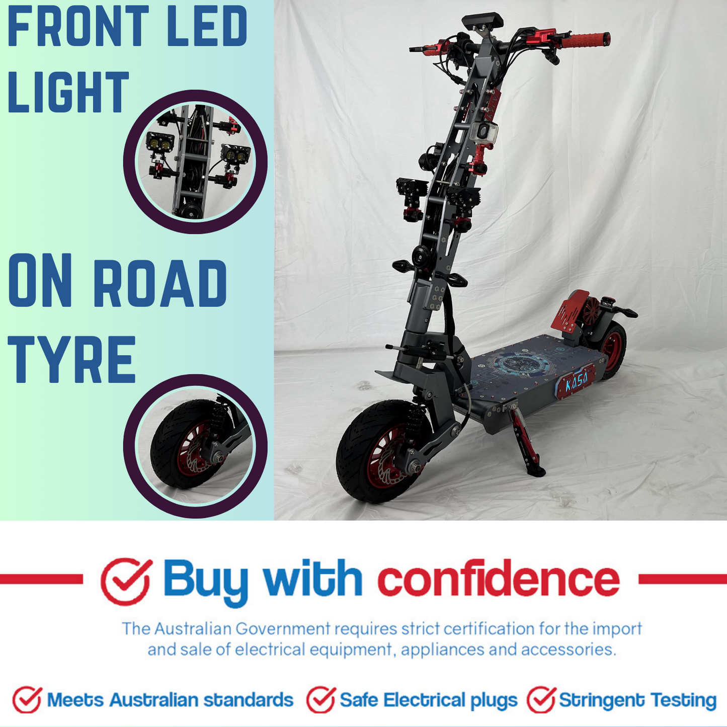 Kasa 12000W Electric Scooter Foldable E-Scooter 11" Off Road Tyre Brushless Motor