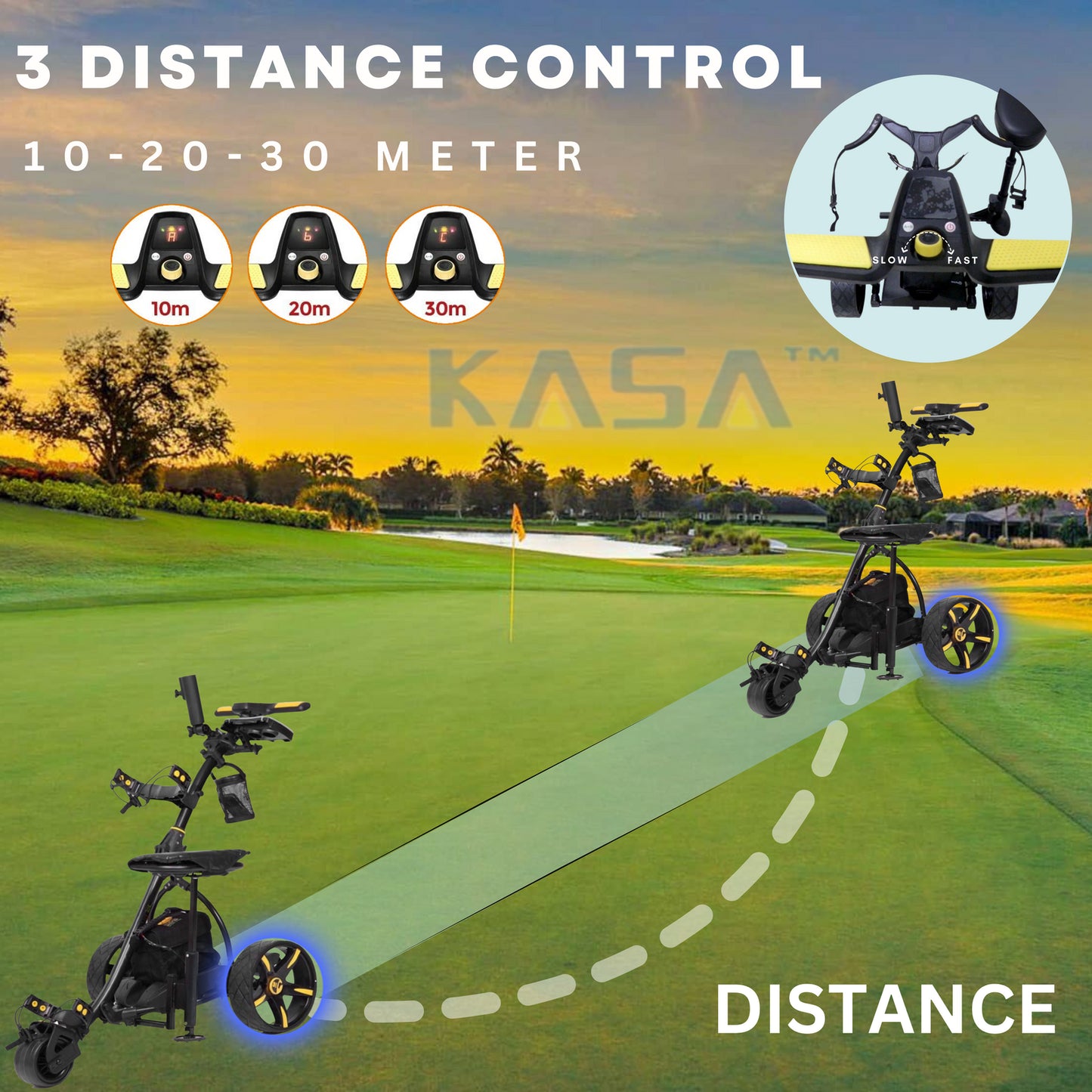 KASA Electric Golf Buggy Golf Trolley Motorised 12V 36AH Remote Control Aluminum Foldable 18 Holes Caddy