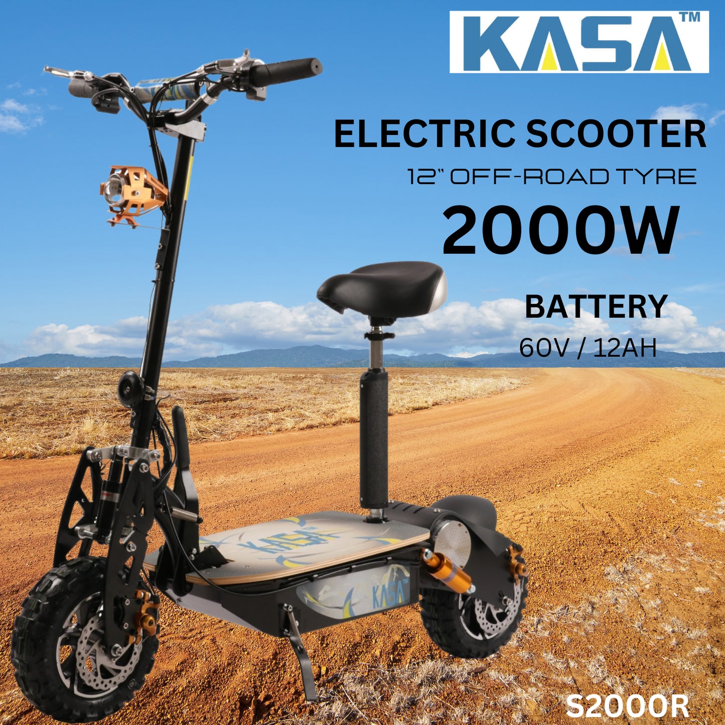 Kasa S2000R Electric Scooter 2000W 12" Off Road Tyre Foldable Bike