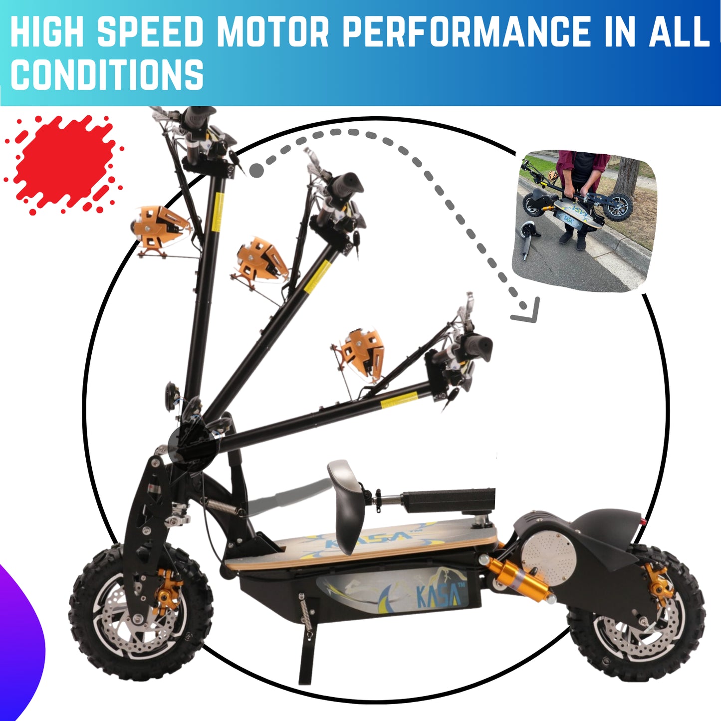 Kasa S2000R Electric Scooter 2000W 12" Off Road Tyre Foldable Bike