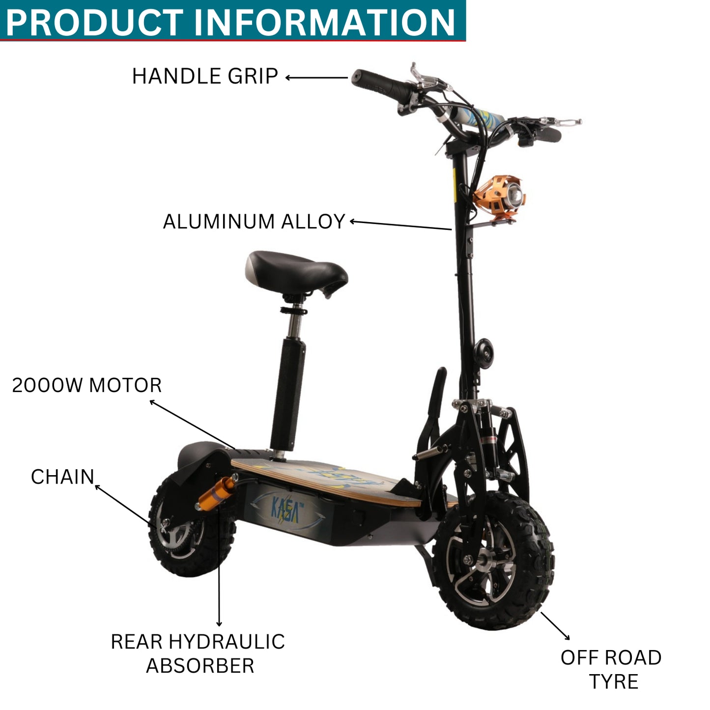 Kasa S2000R Electric Scooter 2000W 12" Off Road Tyre Foldable Bike
