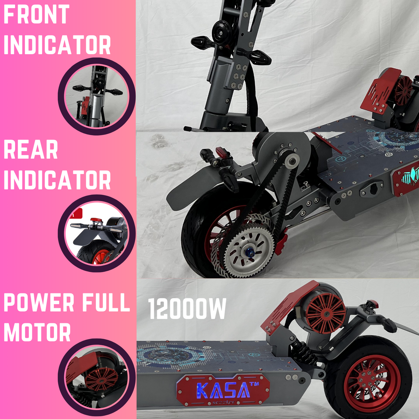 Kasa 12000W Electric Scooter Foldable E-Scooter 11" Off Road Tyre Brushless Motor