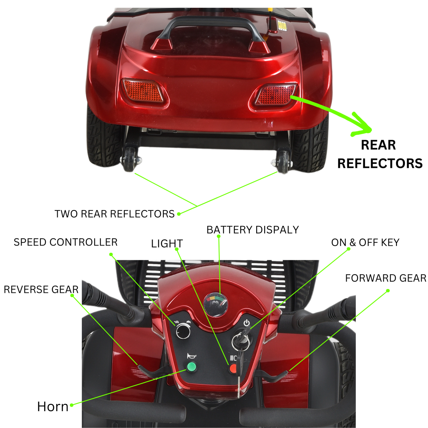 KASA Electric Mobility Scooter Portable 24V 20AH 350W Lithium Battery 10 Inch Tyres Elderly Aid Smart E-Scooter