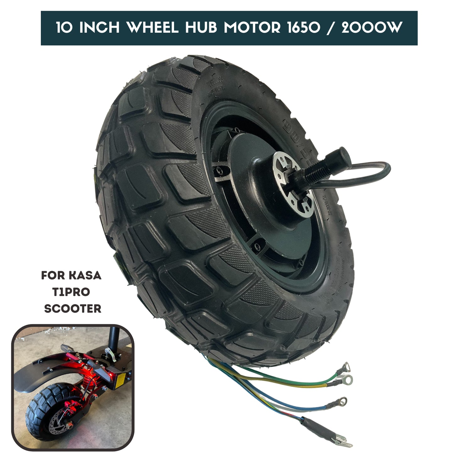 10" Wheel Hub Motor 1650/2000w W/ Off Road Tyre for Kasa T1pro Electric Scooter