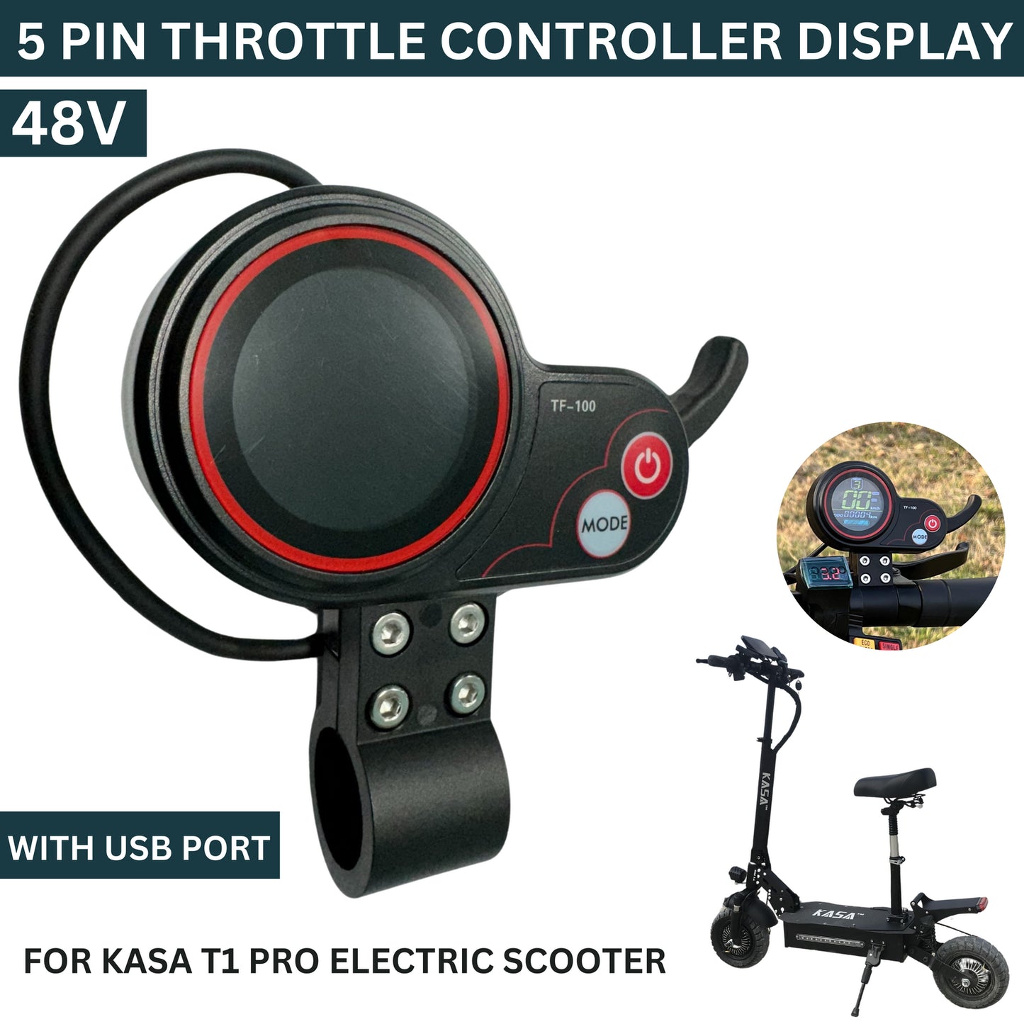 KASA 48V Throttle Controller Instrument Speedometer Suitable For Kasa T1Pro Electric Scooter