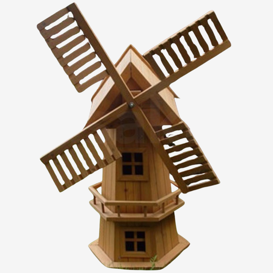 NEW 90CM WOODEN WINDMILL GARDEN ORNAMENT PLANT HOLDER OUTDOOR STATUE BIRD HOUSE!