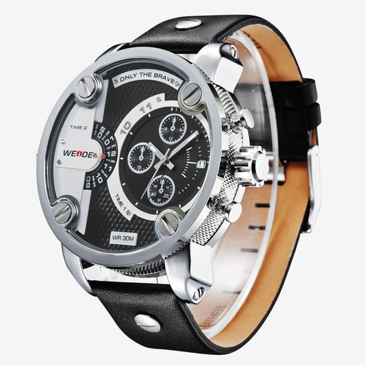 KASA Sports Watch White Unisex Quartz Weide Genuine Leather 30M Waterproof Best Gift