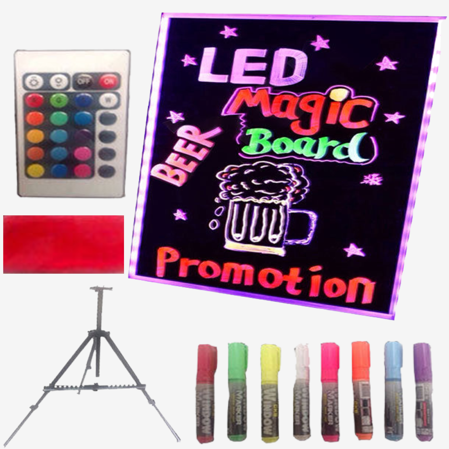 NEW 40X30CM LED WRITING BOARD NEON SIGN TRIPOD SIGNAGE FLUORESCENT LIGHT REMOTE