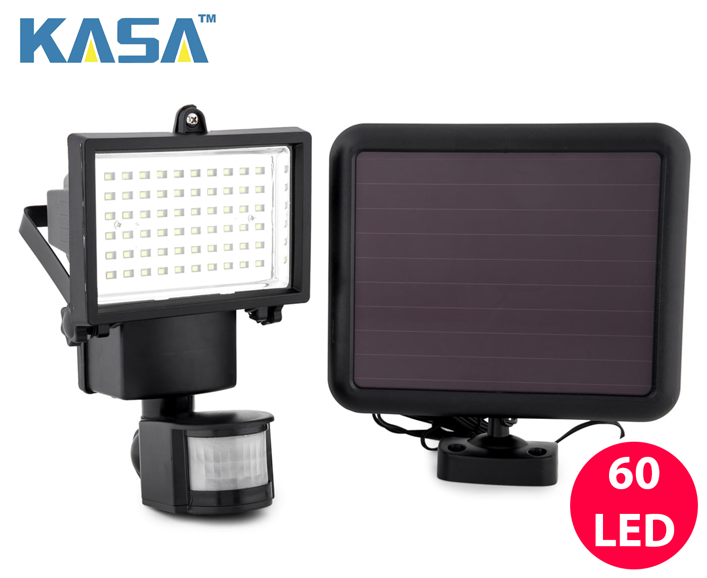 Kasa 60 LED Solar Motion Sensor Light Flood Spotlight Adjustable Outdoor Garden