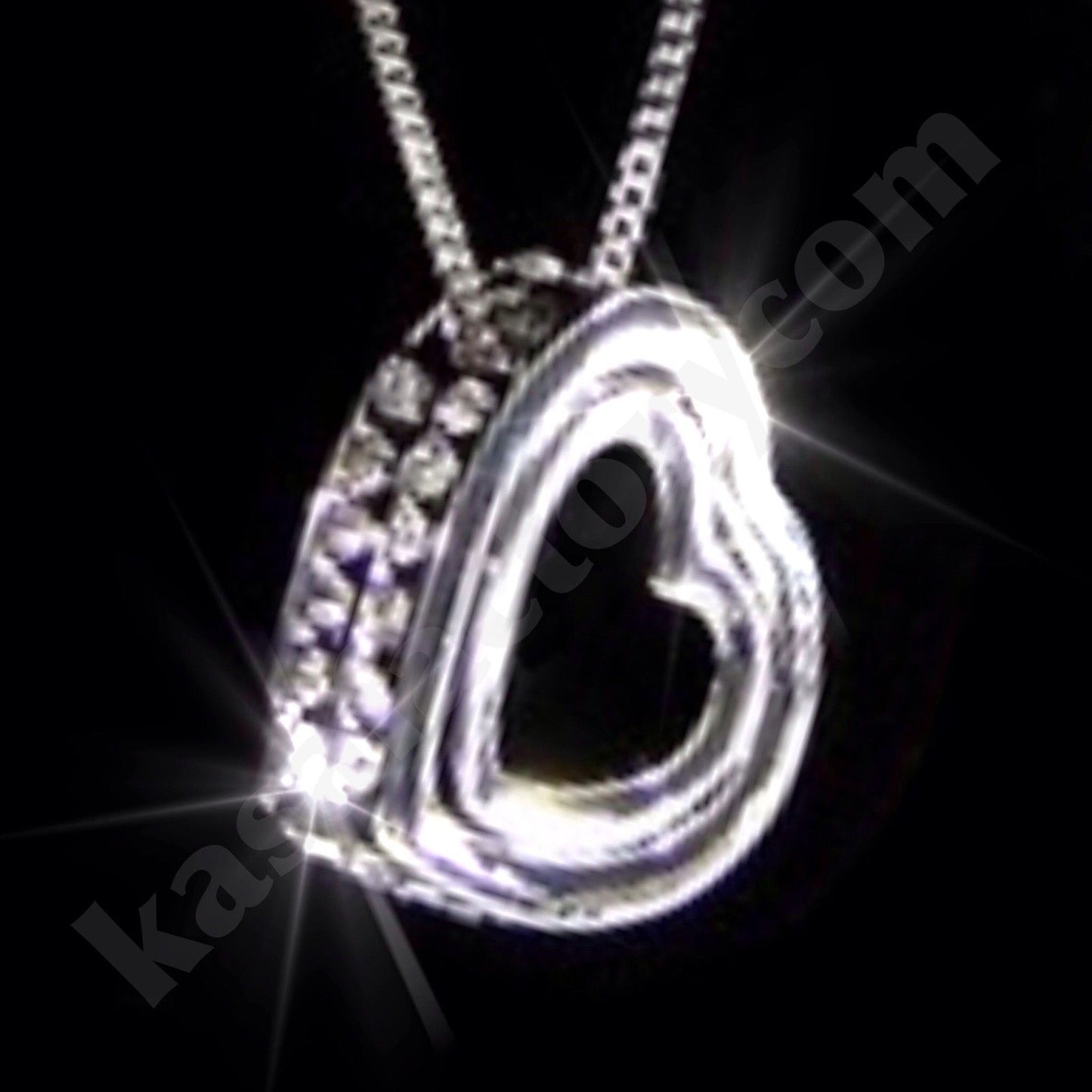 18K WHITE GOLD GF SWAROVSKI CRYSTAL LOVE HEART PENDANT NECKLACE FREE CHAIN BAG