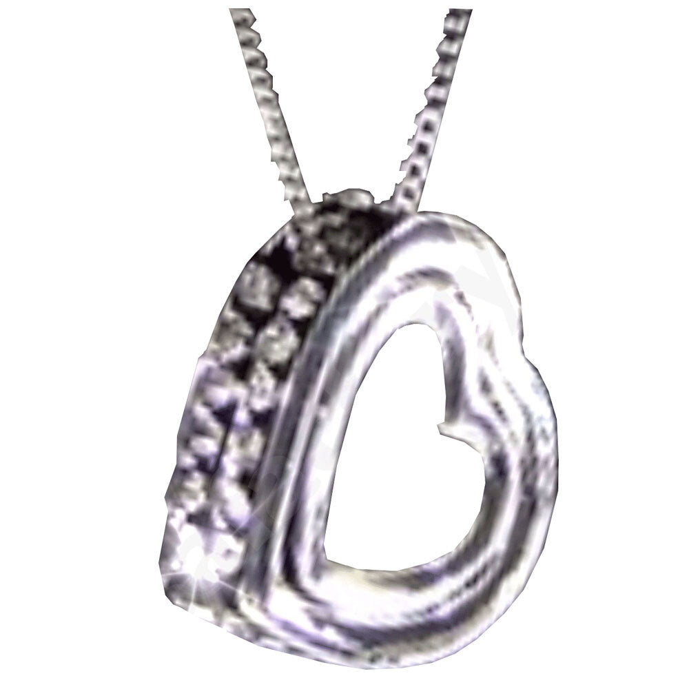 18K WHITE GOLD GF SWAROVSKI CRYSTAL LOVE HEART PENDANT NECKLACE FREE CHAIN BAG