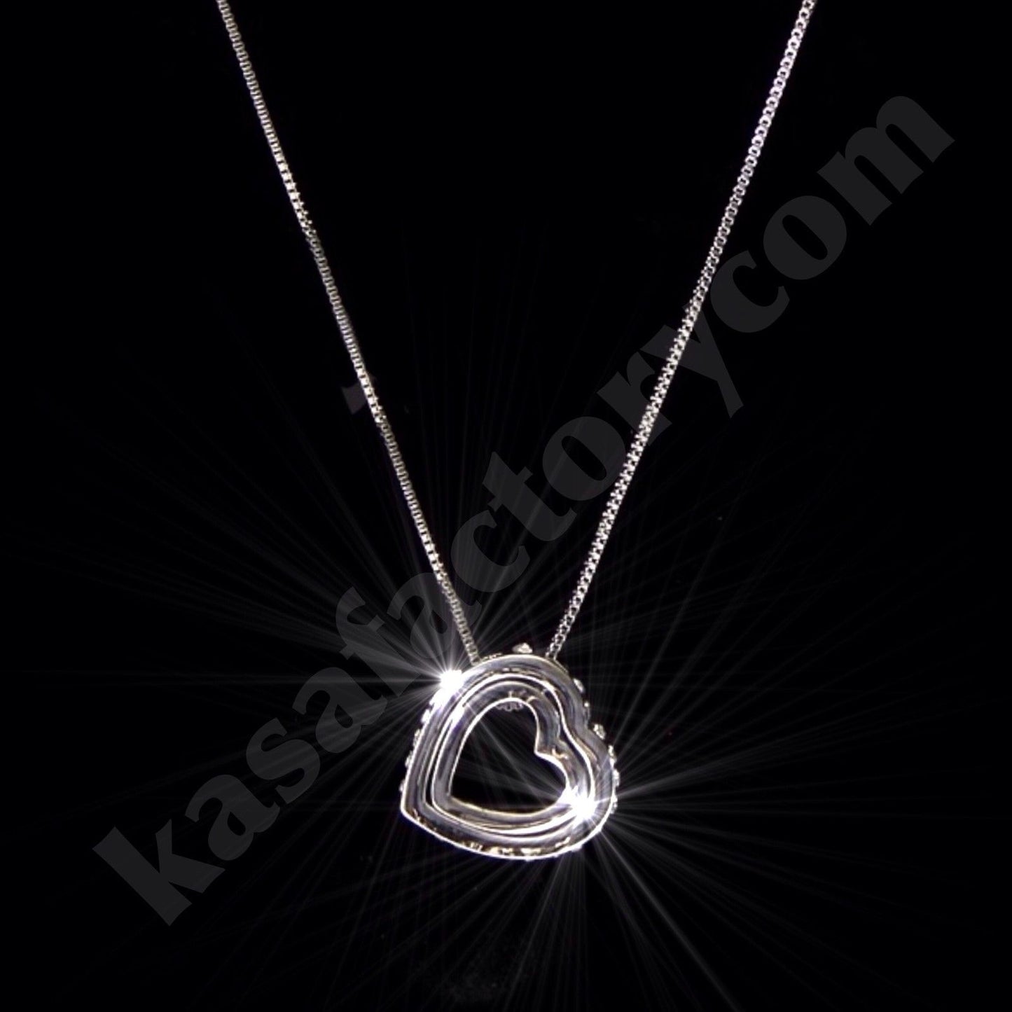 18K WHITE GOLD GF SWAROVSKI CRYSTAL LOVE HEART PENDANT NECKLACE FREE CHAIN BAG