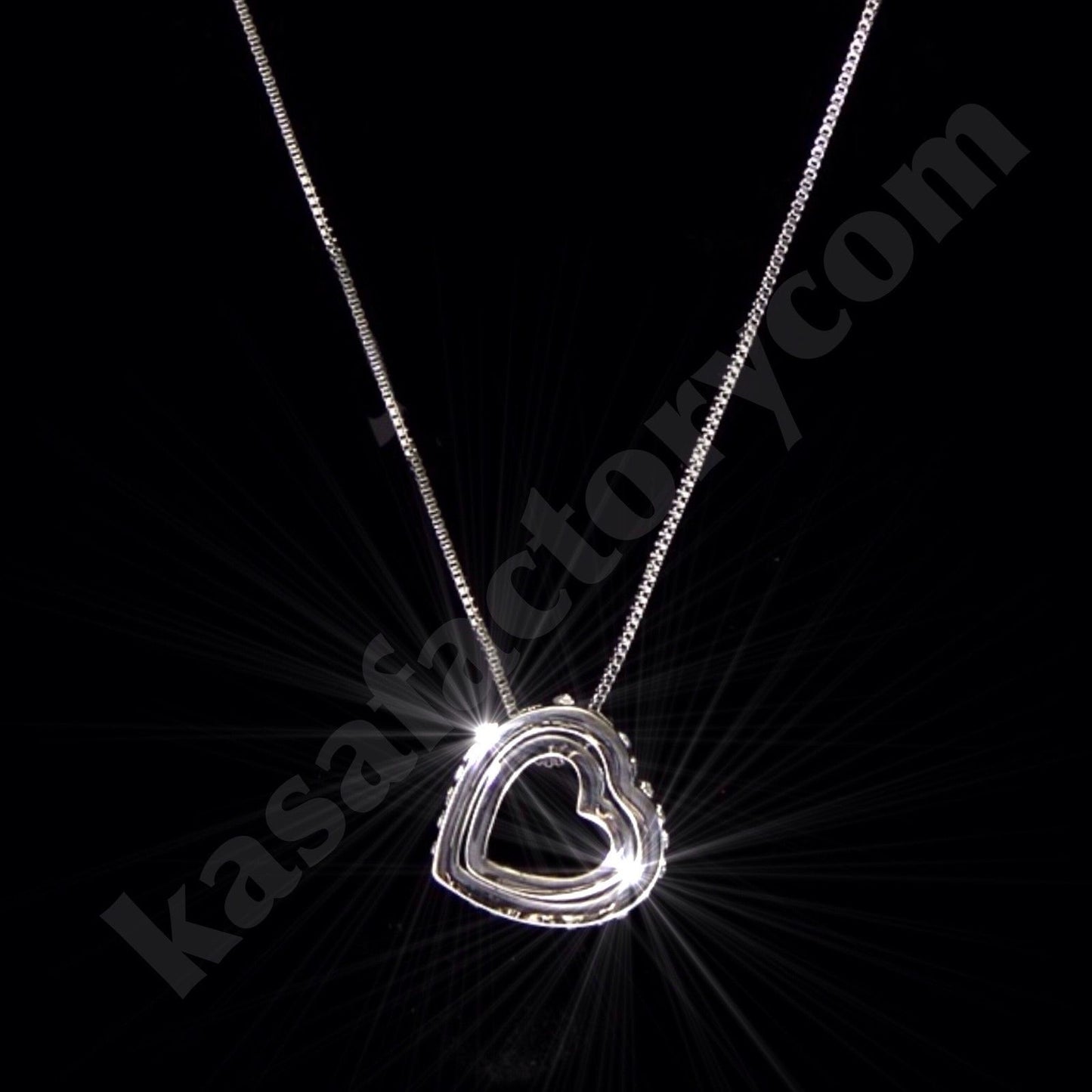 18K WHITE GOLD GF SWAROVSKI CRYSTAL LOVE HEART PENDANT NECKLACE FREE CHAIN BAG