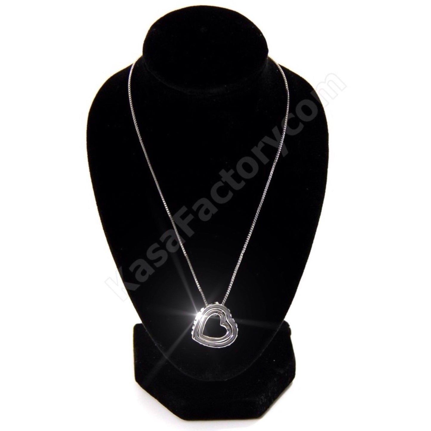 18K WHITE GOLD GF SWAROVSKI CRYSTAL LOVE HEART PENDANT NECKLACE FREE CHAIN BAG