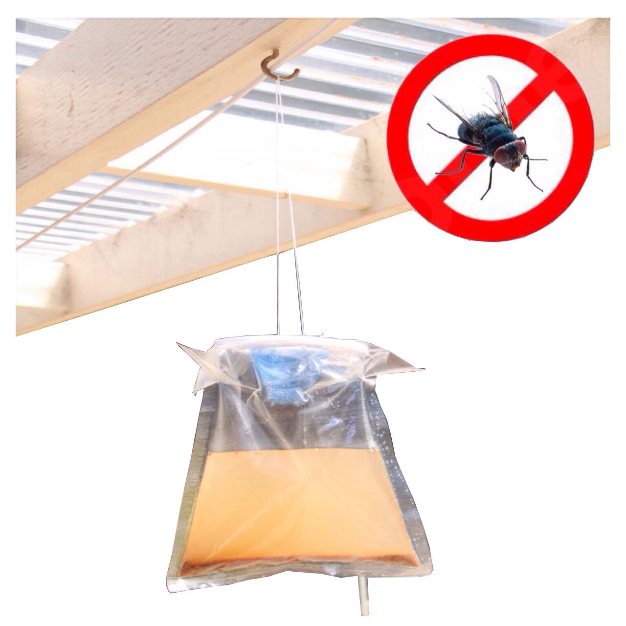 NEW FORMULA DISPOSABLE FLY TRAP SAFE NON-TOXIC BAIT FLIES INSECT KILLER GARDEN!!