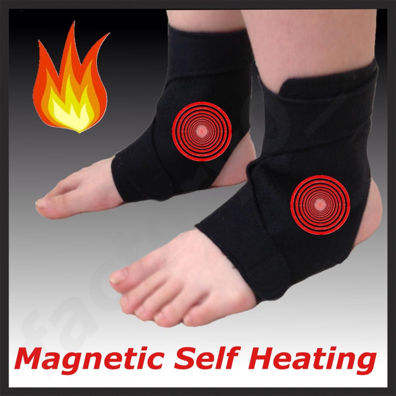 2 OFF TOURMALINE Self Heating thermal MAGNETIC ANKLE SUPPORT WRAP BRACE Velcro
