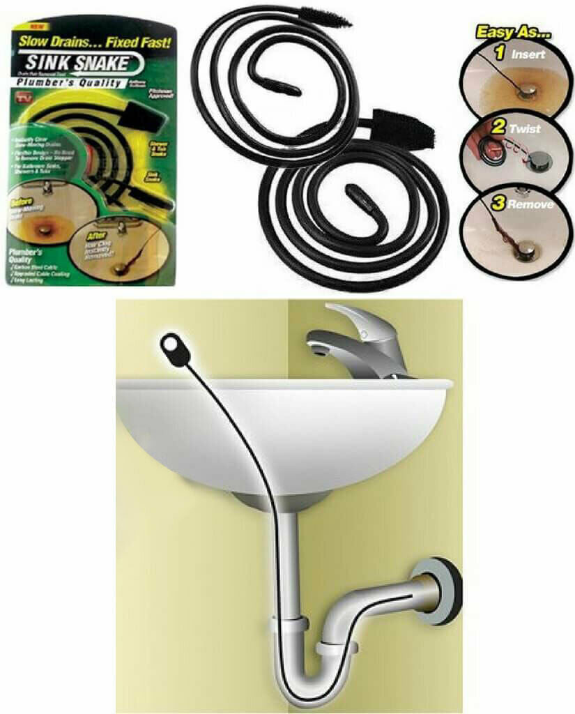 Turbo Snake Unclog Sink Tub Drain Clean Bathroom Hair Remover Kitchen Pipe Tool