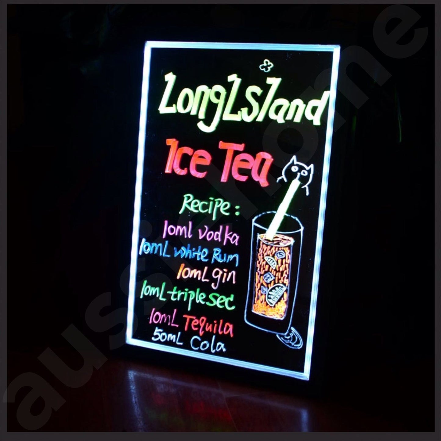 NEW 70x50CM LED WRITING BOARD NEON SIGN TRIPOD SIGNAGE FLUORESCENT LIGHT REMOTE