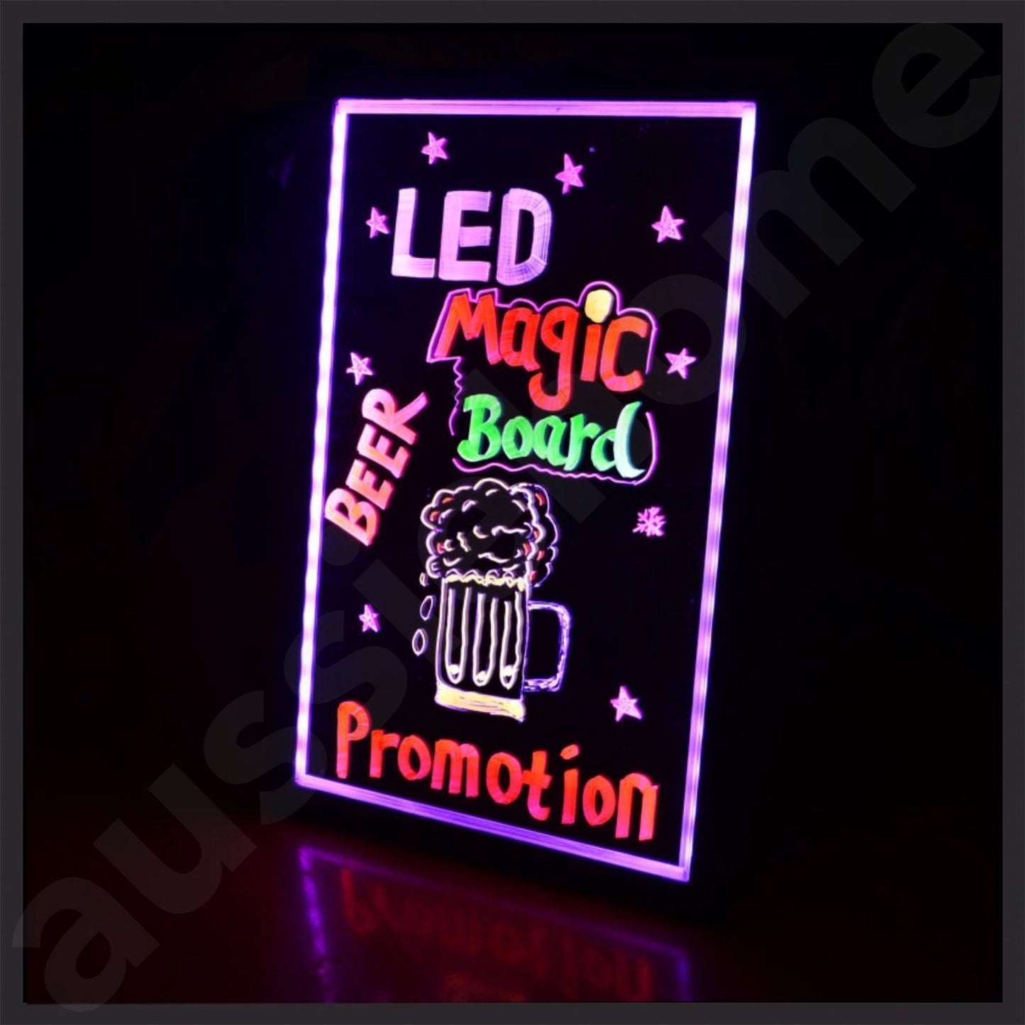 NEW 70x50CM LED WRITING BOARD NEON SIGN TRIPOD SIGNAGE FLUORESCENT LIGHT REMOTE