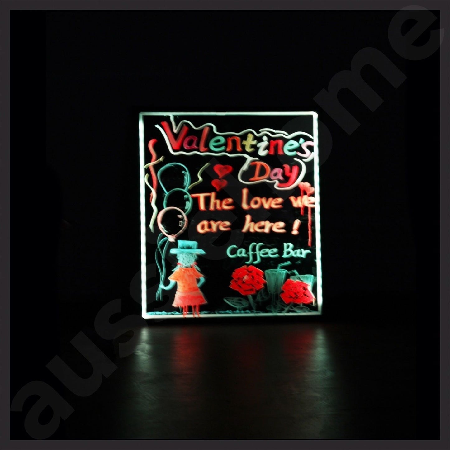 NEW 70x50CM LED WRITING BOARD NEON SIGN TRIPOD SIGNAGE FLUORESCENT LIGHT REMOTE