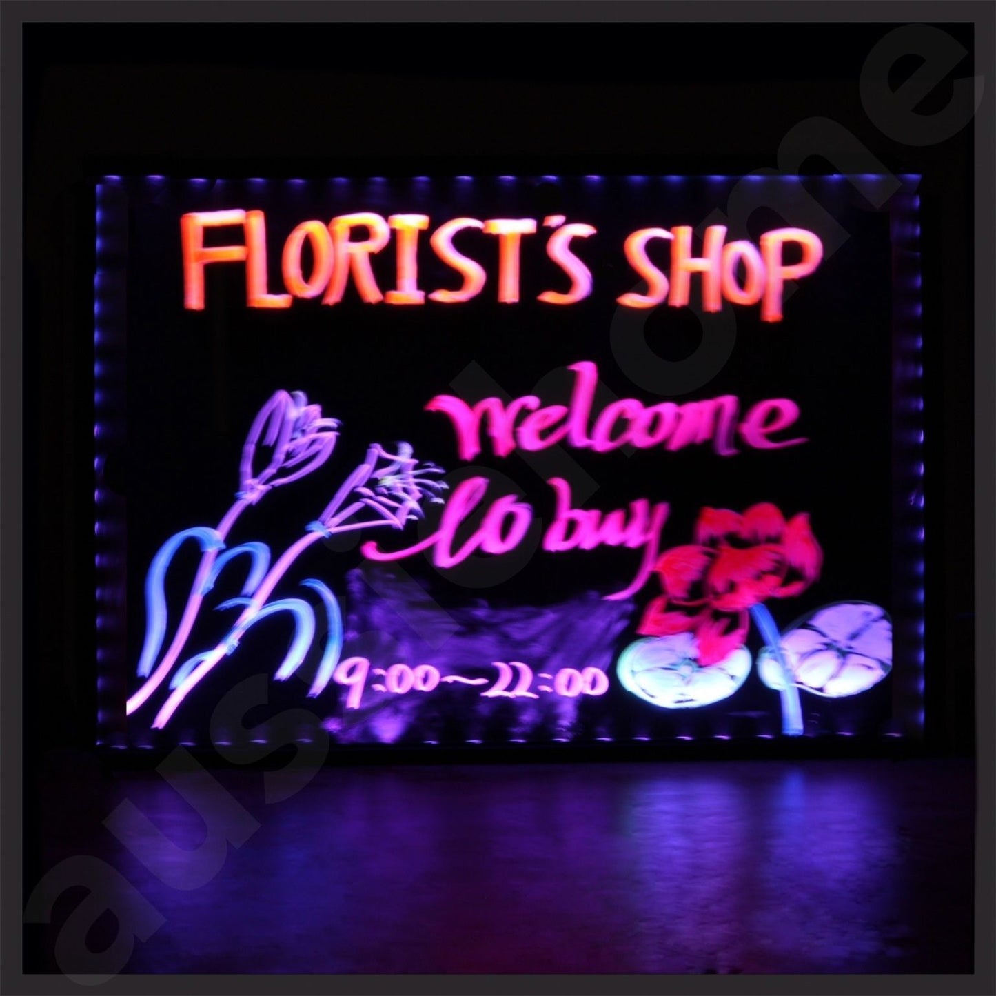 NEW 70x50CM LED WRITING BOARD NEON SIGN TRIPOD SIGNAGE FLUORESCENT LIGHT REMOTE