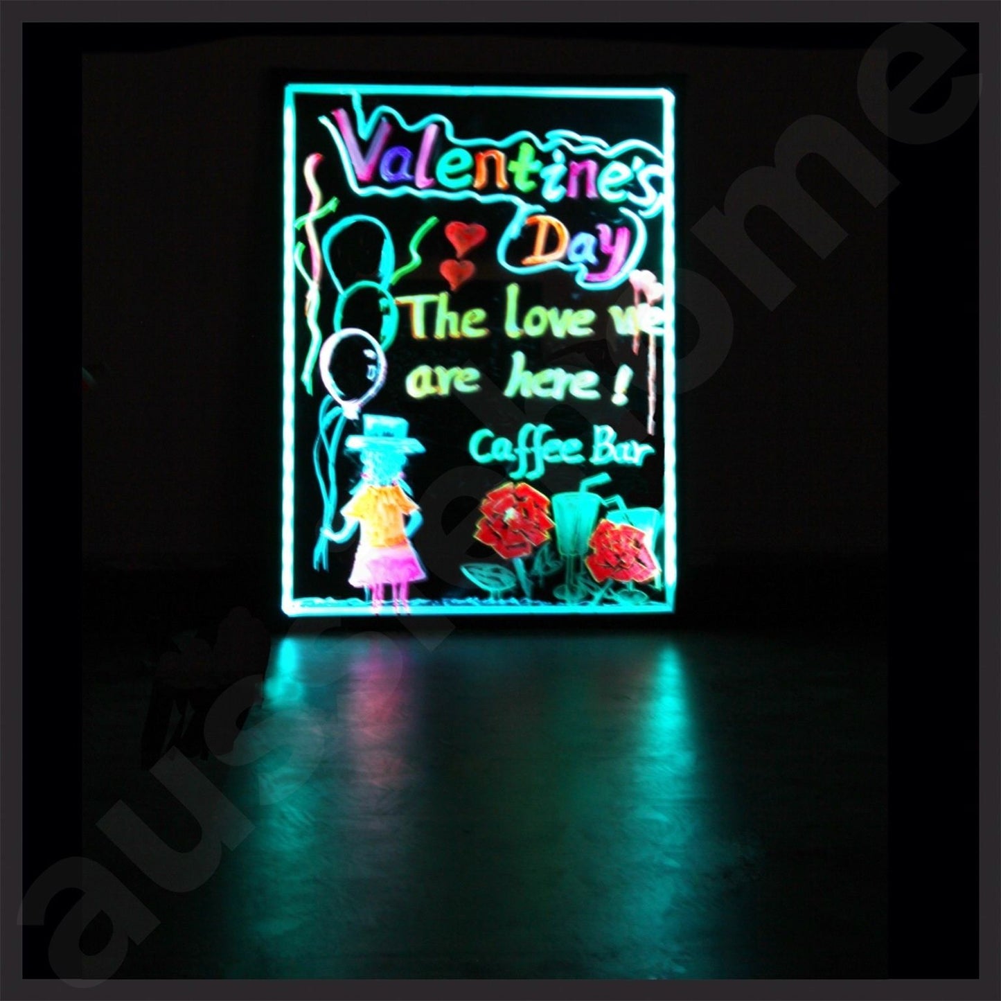 NEW 70x50CM LED WRITING BOARD NEON SIGN TRIPOD SIGNAGE FLUORESCENT LIGHT REMOTE