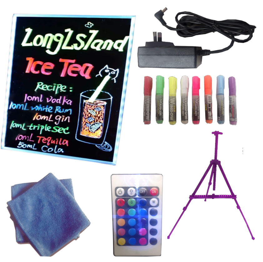 NEW 40X30CM LED WRITING BOARD NEON SIGN TRIPOD SIGNAGE FLUORESCENT LIGHT REMOTE