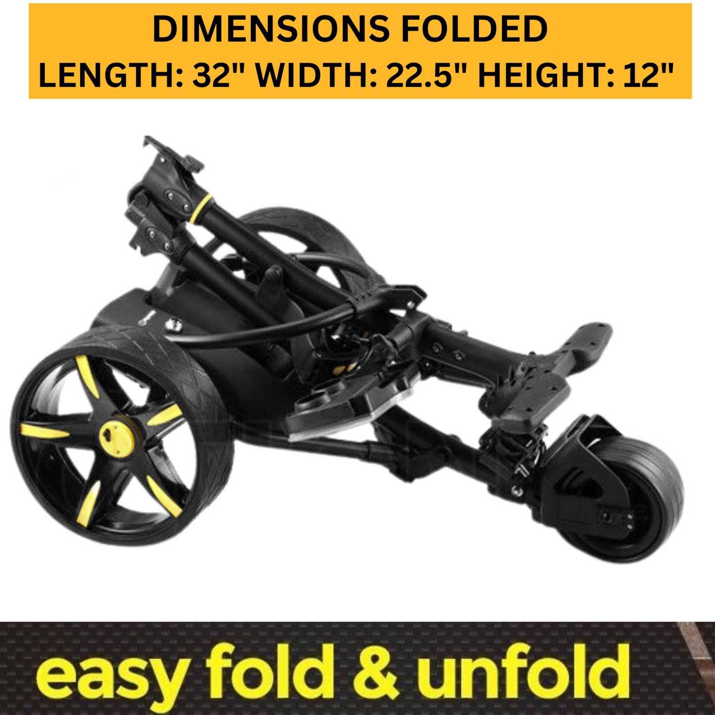 3 Wheel Digital Electric Golf Buggy Foldable Cart Non-Remote