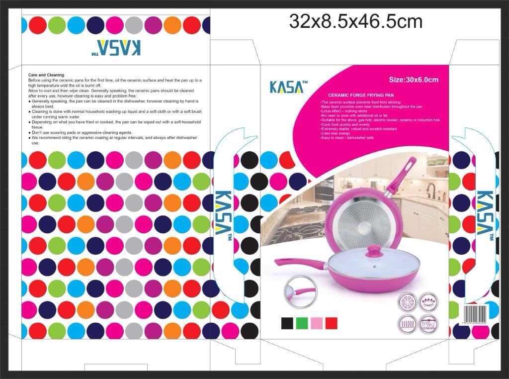 Kasa Genuine Cookware Cook Food Quickly Pink Ceramic Forge Frying Pan