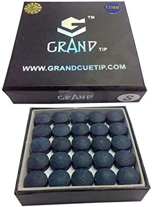 Genuine Grand Snooker Cue Tips 10mm Medium Box Of 50 Oak Pressed Leather
