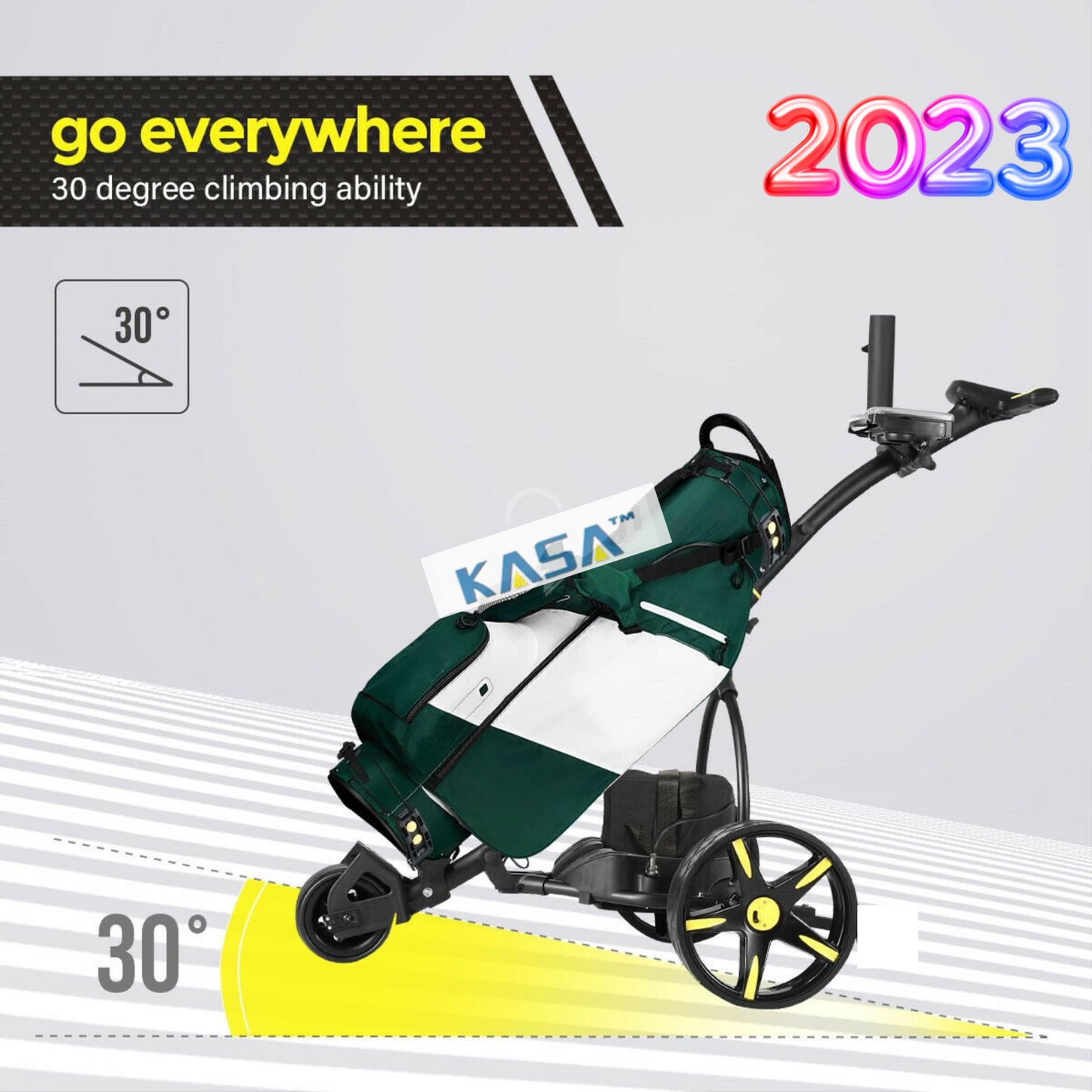 3 Wheel Digital Electric Golf Buggy Foldable Cart Non-Remote