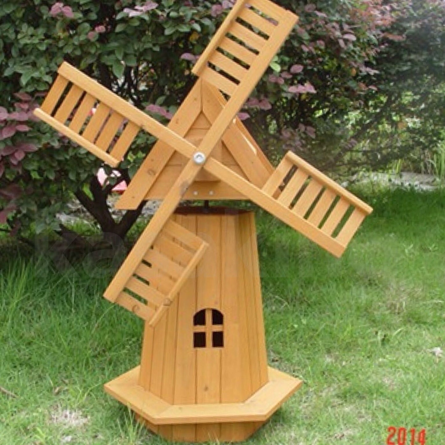 72CM OUTDOOR WOODEN WINDMILL MOVING BLADES PLANT HOLDER ORNAMENT