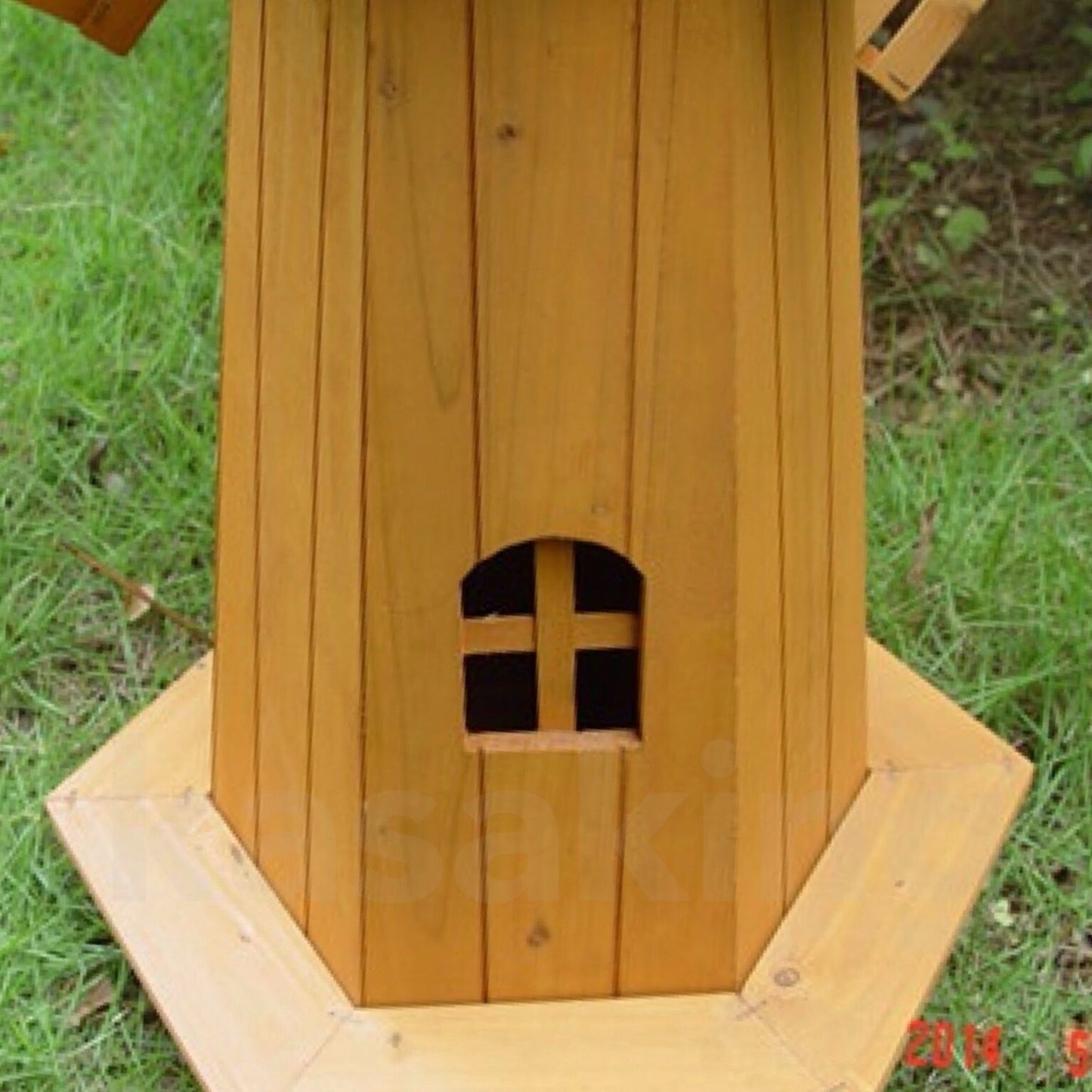72CM OUTDOOR WOODEN WINDMILL MOVING BLADES PLANT HOLDER ORNAMENT
