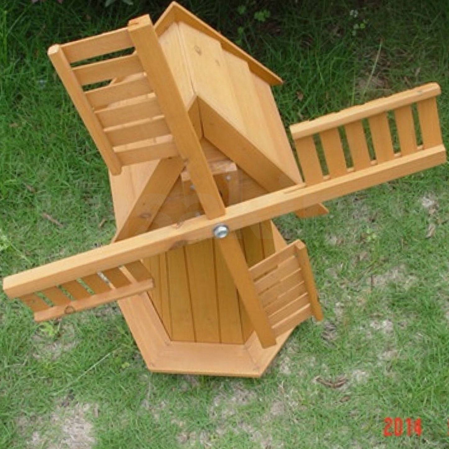 72CM OUTDOOR WOODEN WINDMILL MOVING BLADES PLANT HOLDER ORNAMENT