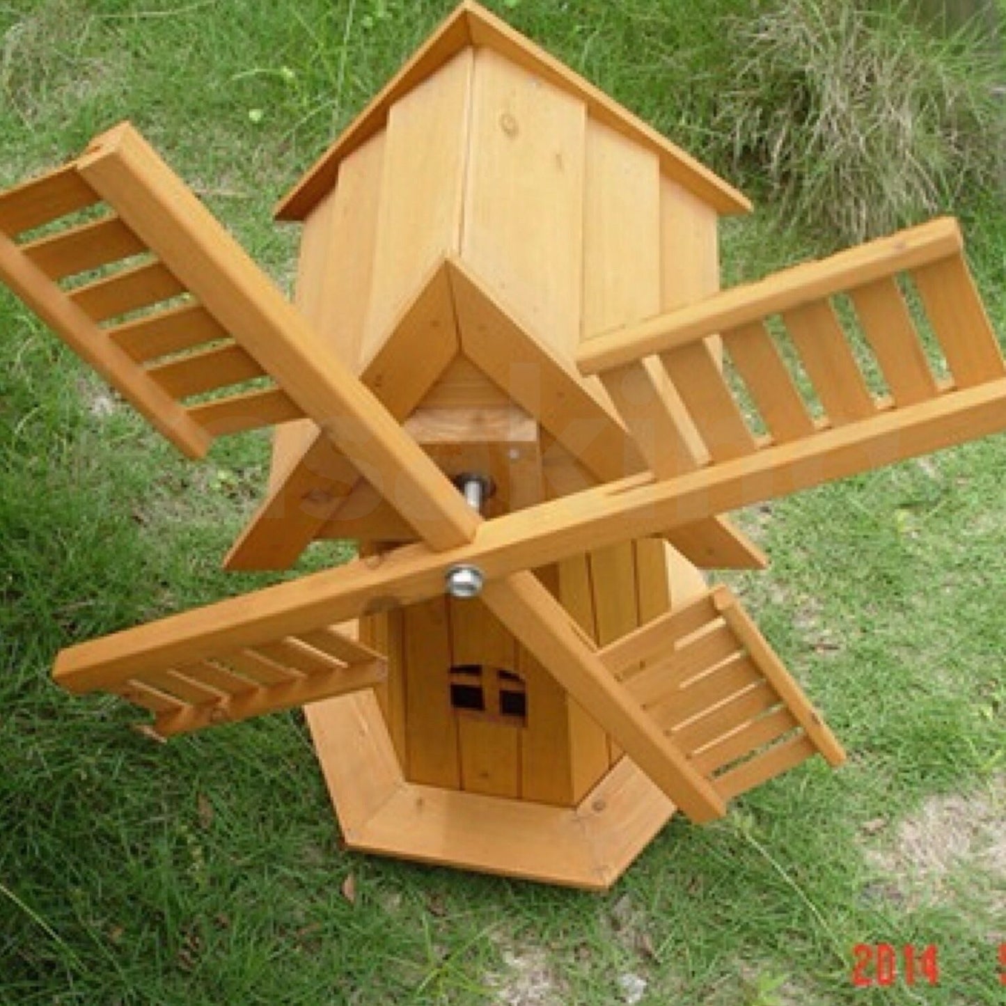 72CM OUTDOOR WOODEN WINDMILL MOVING BLADES PLANT HOLDER ORNAMENT