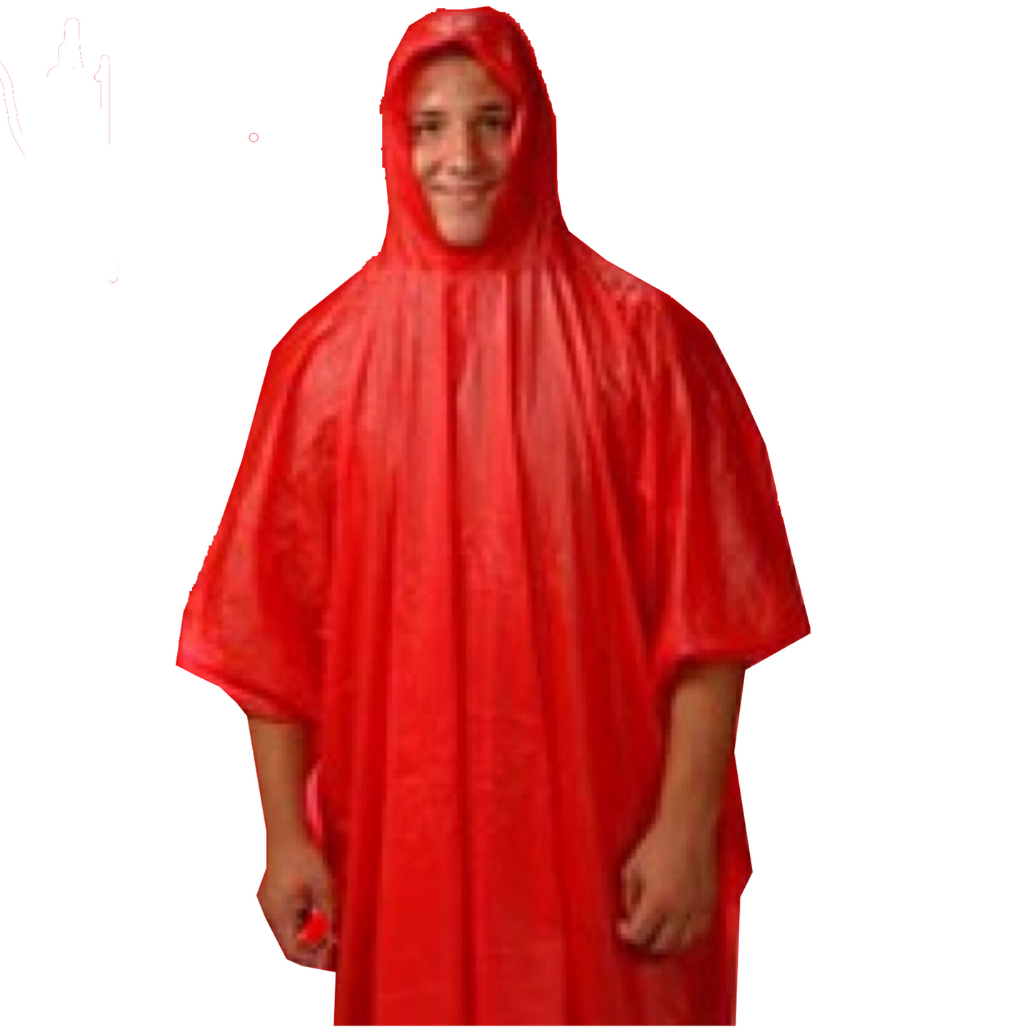 NEW RED EMERGENCY RAIN PONCHO WATERPROOF RAIN CAPE ONE SIZE FITS ALL REUSABLE