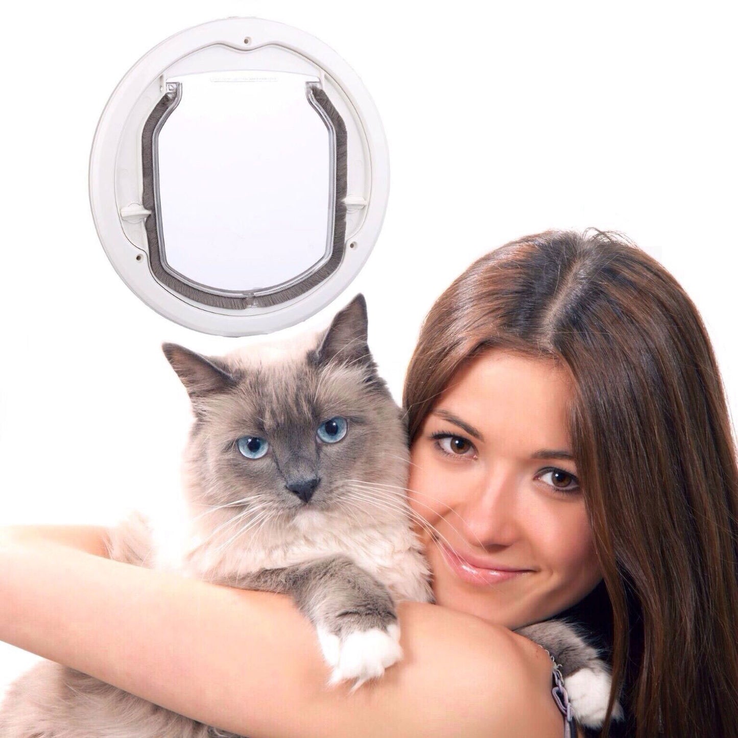 WHITE PET SMALL DOG CAT DOOR COLOUR SLIDING GLASS DOOR WOOD DOOR 4 WAY LOCKING