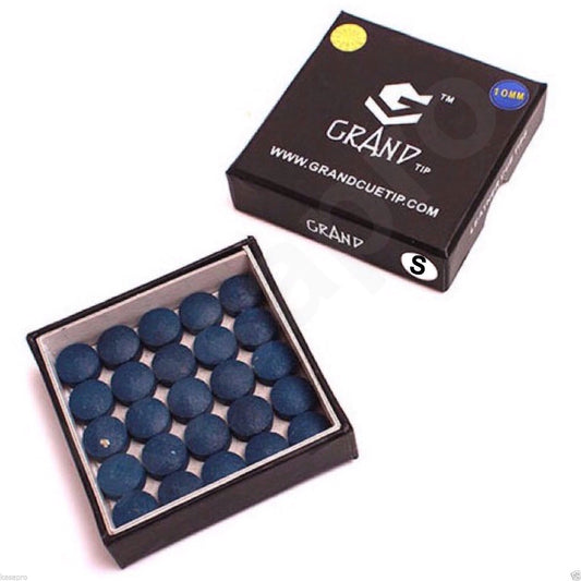 Grand Snooker Pool Cue Tips 10mm Soft Box Of 50 Oak Pressed Leather Blue Colour
