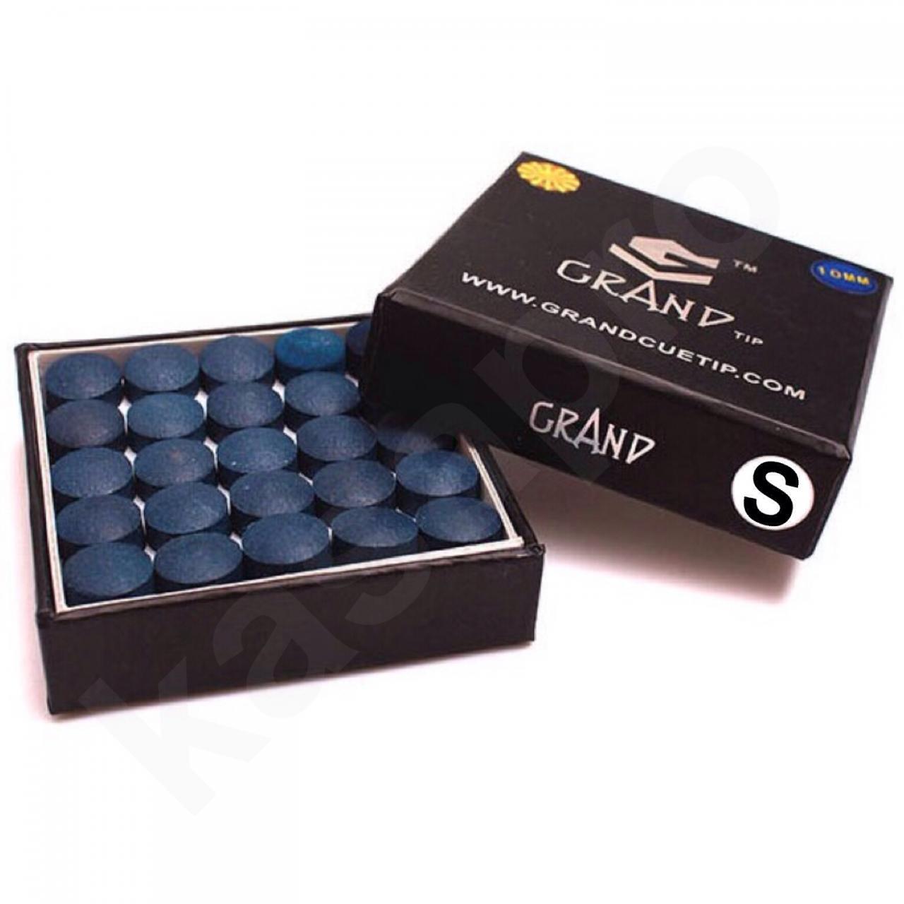 Grand Snooker Pool Cue Tips 10mm Soft Box Of 50 Oak Pressed Leather Blue Colour