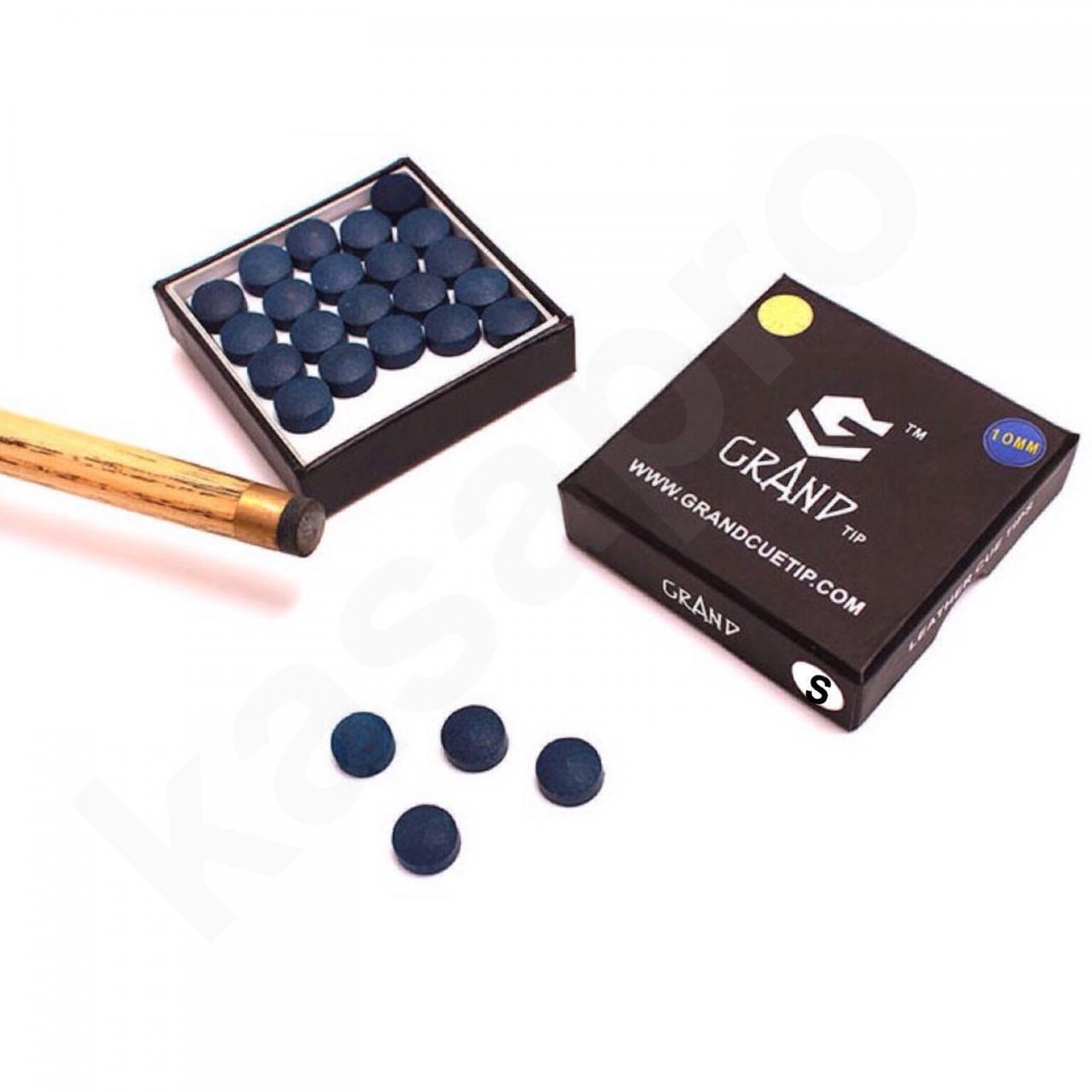 Grand Snooker Pool Cue Tips 10mm Soft Box Of 50 Oak Pressed Leather Blue Colour