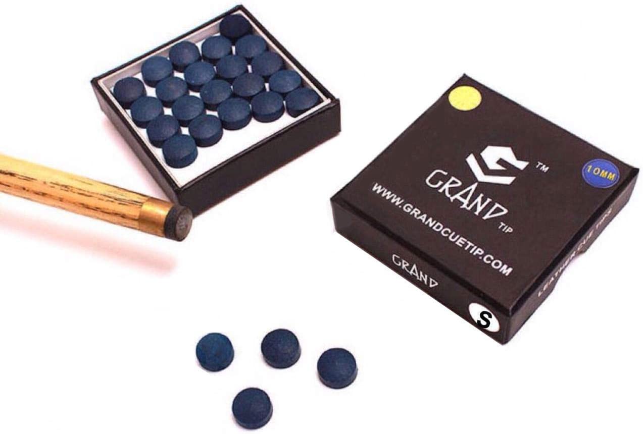 Genuine Grand Snooker Cue Tips 10mm Medium Box Of 50 Oak Pressed Leather