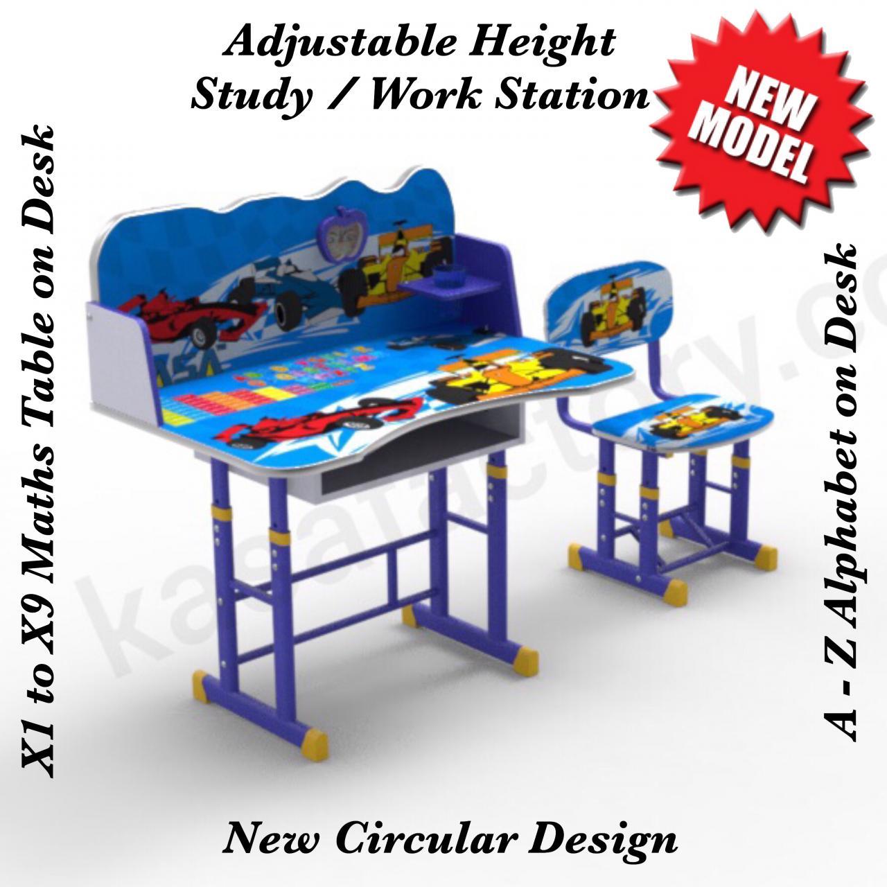 2 PCS Kids Table & Chairs Set Children Activity Play Study Desk Work Learning